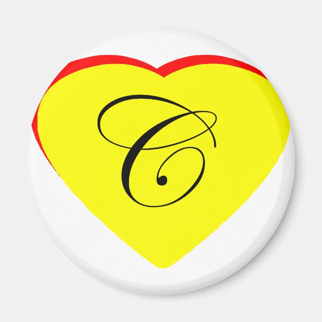 Heart Yellow Red C Wedding Invitation The MUSEUM Z Magnet (Front)