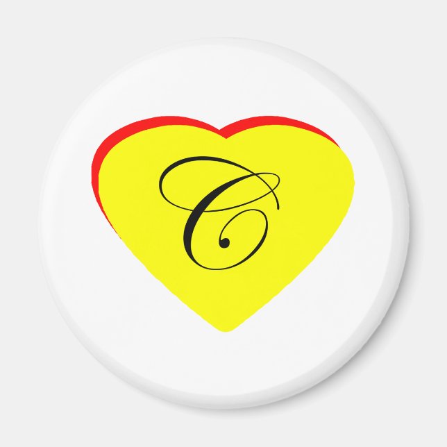 Heart Yellow Red C Wedding Invitation The MUSEUM Z Magnet (Front)