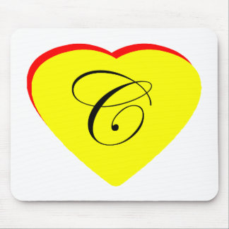 Heart Yellow Red C Wedding Invitation The MUSEUM Z Mouse Pad