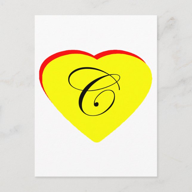 Heart Yellow Red C Wedding Invitation The MUSEUM Z Postcard (Front)