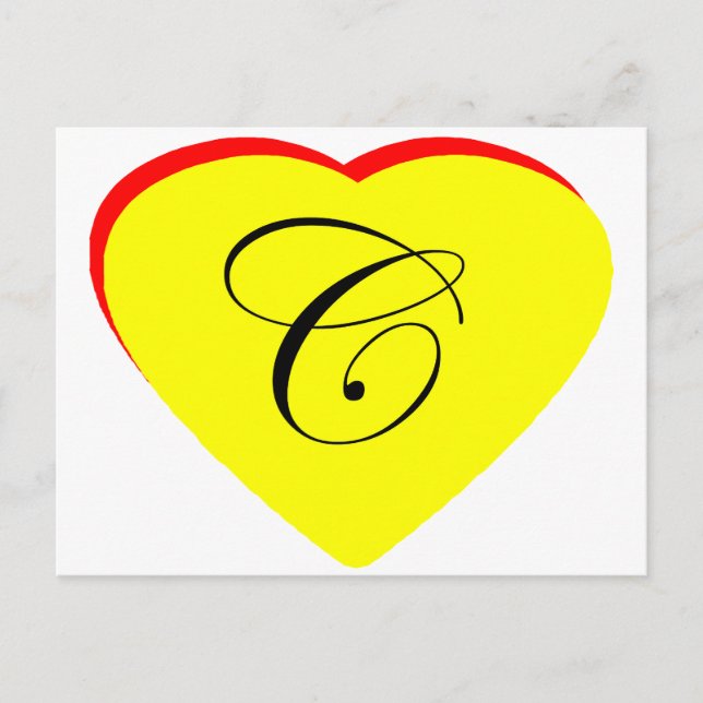 Heart Yellow Red C Wedding Invitation The MUSEUM Z Postcard (Front)