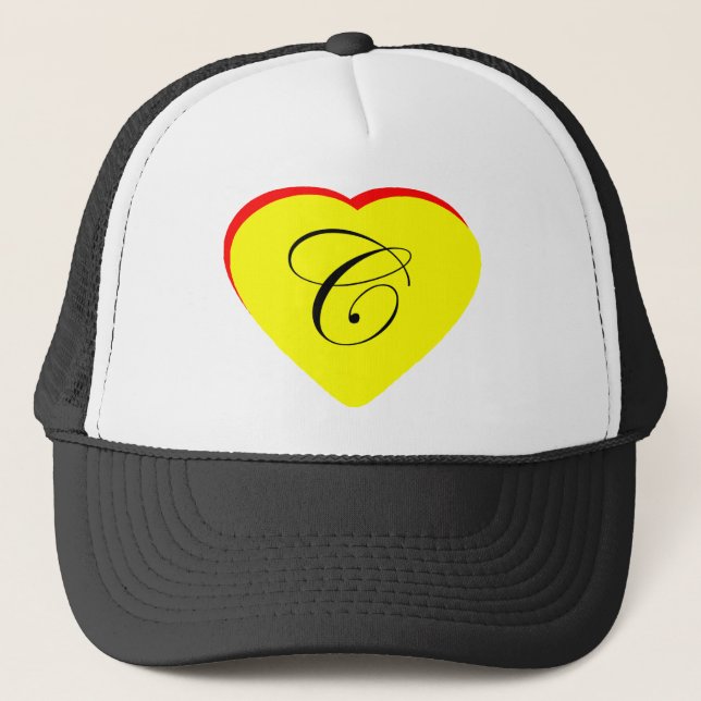 Heart Yellow Red C Wedding Invitation The MUSEUM Z Trucker Hat (Front)