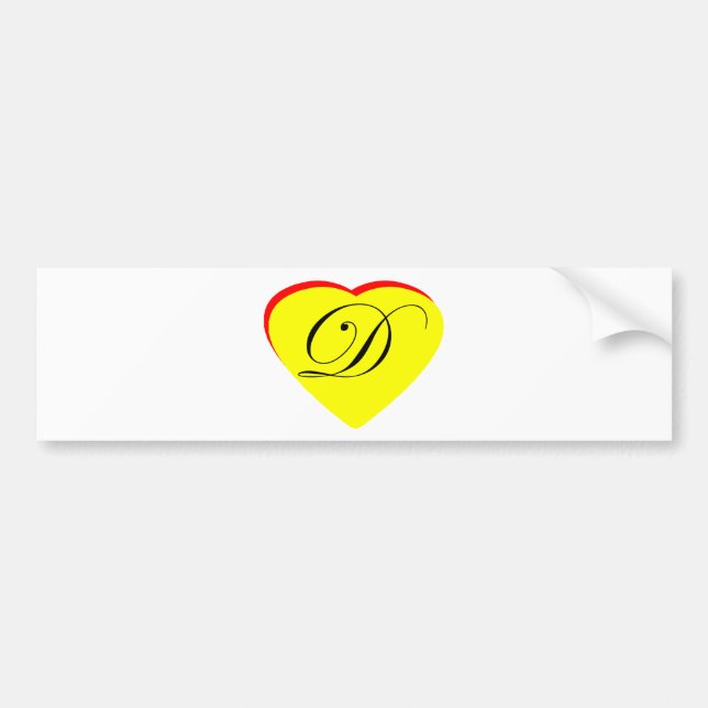Heart Yellow Red D Wedding Invitation The MUSEUM Z Bumper Sticker (Front)