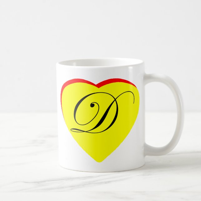 Heart Yellow Red D Wedding Invitation The MUSEUM Z Coffee Mug (Right)