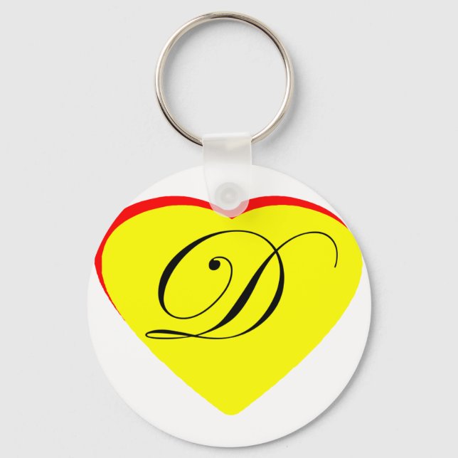 Heart Yellow Red D Wedding Invitation The MUSEUM Z Keychain (Front)
