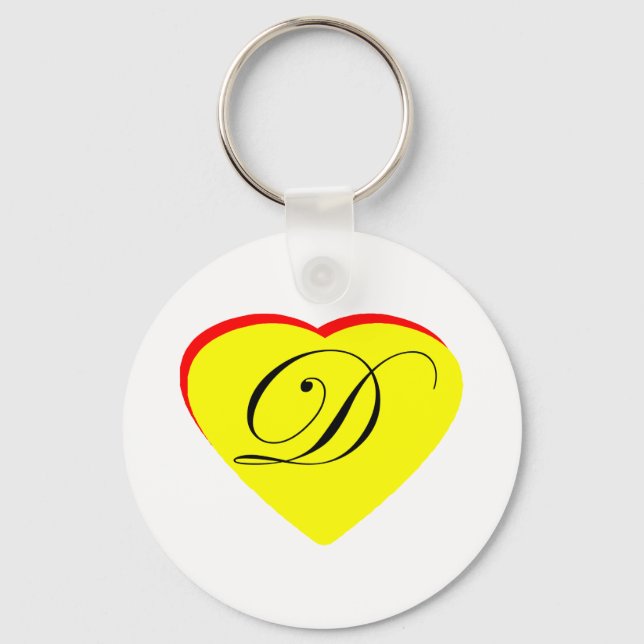 Heart Yellow Red D Wedding Invitation The MUSEUM Z Keychain (Front)