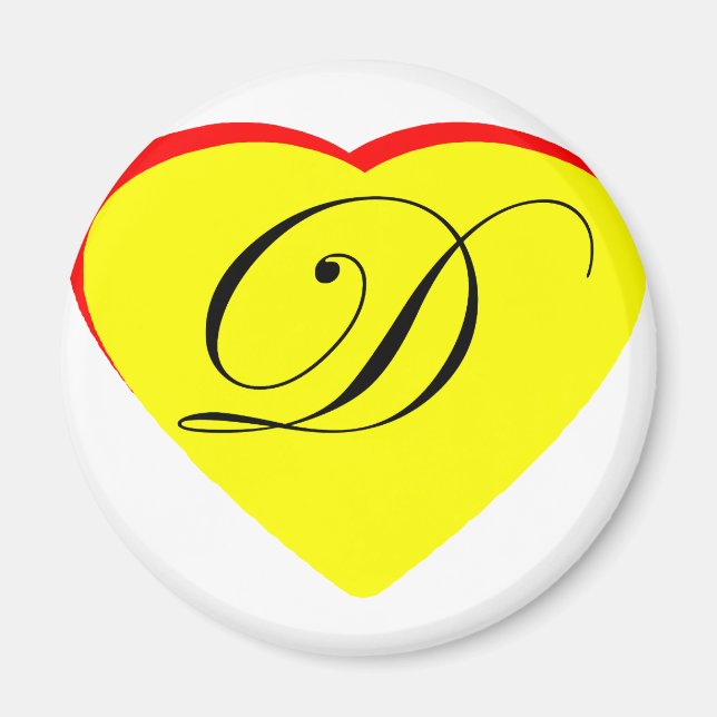 Heart Yellow Red D Wedding Invitation The MUSEUM Z Magnet (Front)