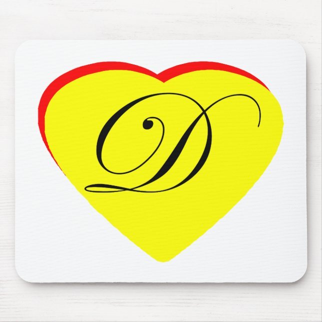 Heart Yellow Red D Wedding Invitation The MUSEUM Z Mouse Pad (Front)