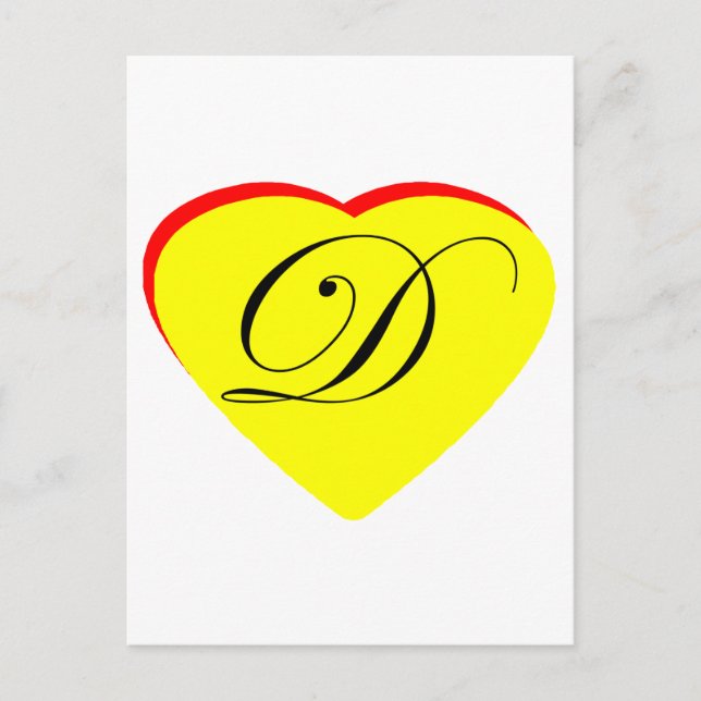 Heart Yellow Red D Wedding Invitation The MUSEUM Z Postcard (Front)