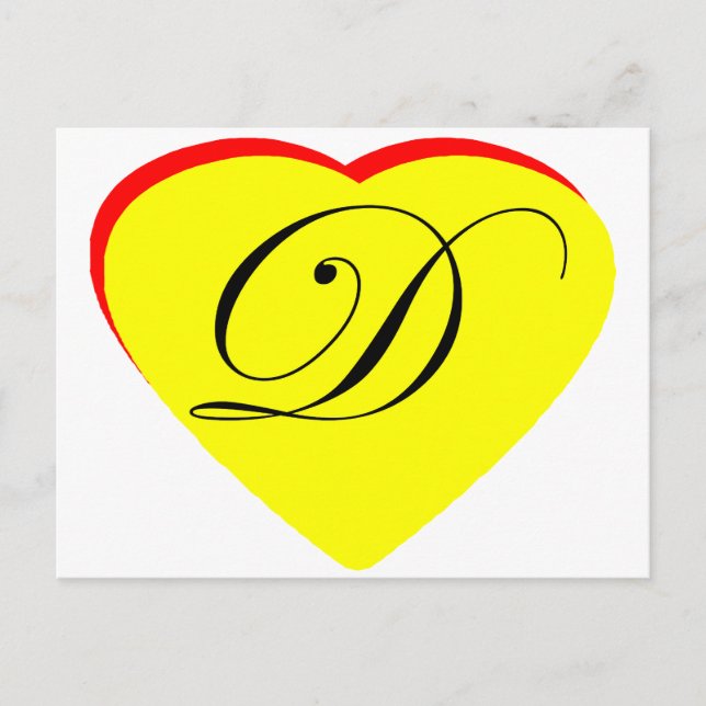 Heart Yellow Red D Wedding Invitation The MUSEUM Z Postcard (Front)