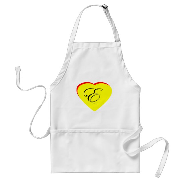 Heart Yellow Red E Wedding Invitation The MUSEUM Z Adult Apron (Front)