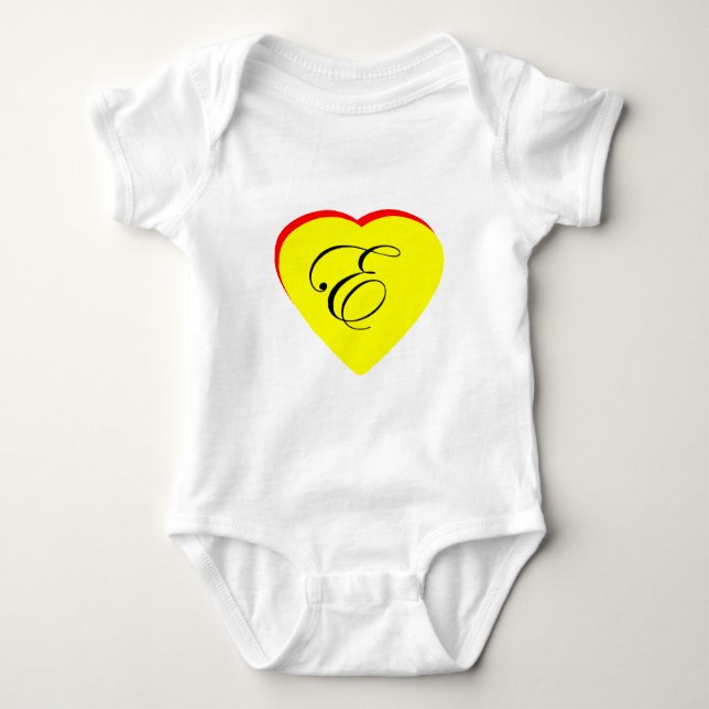 Heart Yellow Red E Wedding Invitation The MUSEUM Z Baby Bodysuit (Front)