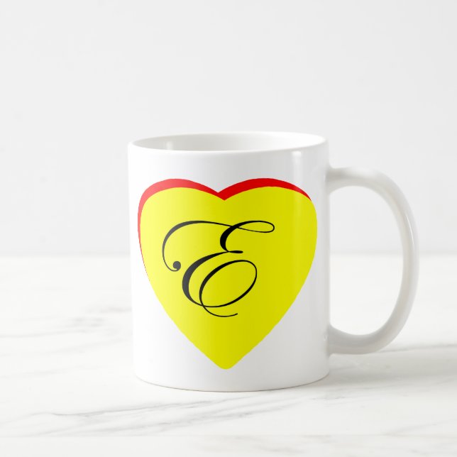 Heart Yellow Red E Wedding Invitation The MUSEUM Z Coffee Mug (Right)