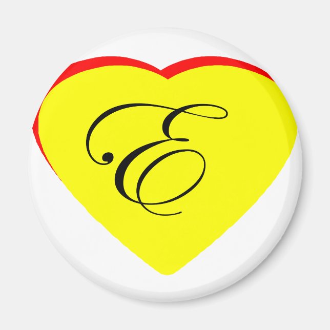 Heart Yellow Red E Wedding Invitation The MUSEUM Z Magnet (Front)