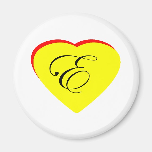 Heart Yellow Red E Wedding Invitation The MUSEUM Z Magnet (Front)
