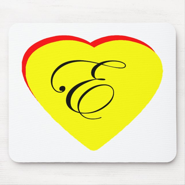 Heart Yellow Red E Wedding Invitation The MUSEUM Z Mouse Pad (Front)