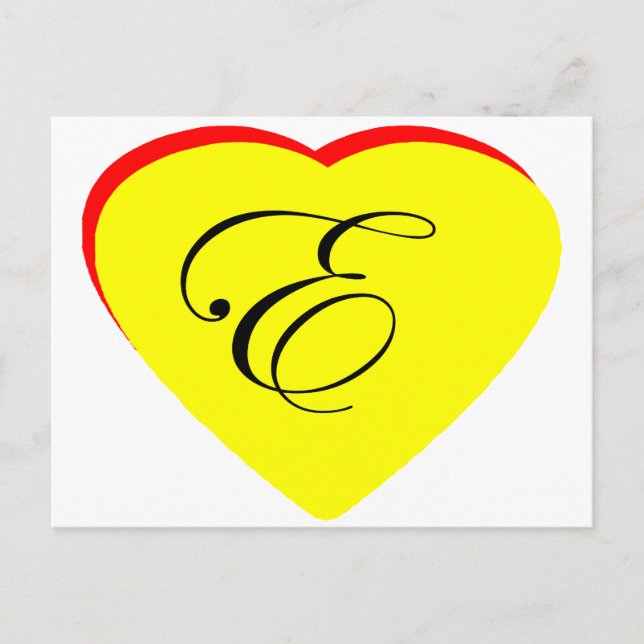 Heart Yellow Red E Wedding Invitation The MUSEUM Z Postcard (Front)