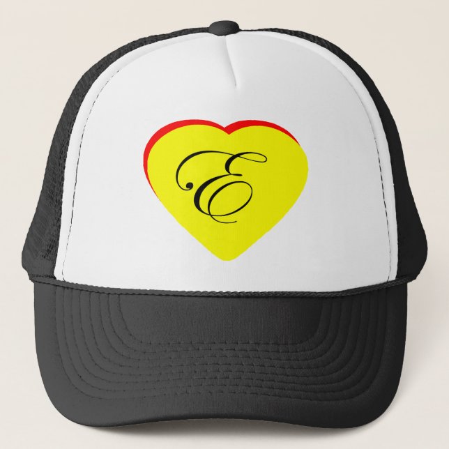 Heart Yellow Red E Wedding Invitation The MUSEUM Z Trucker Hat (Front)