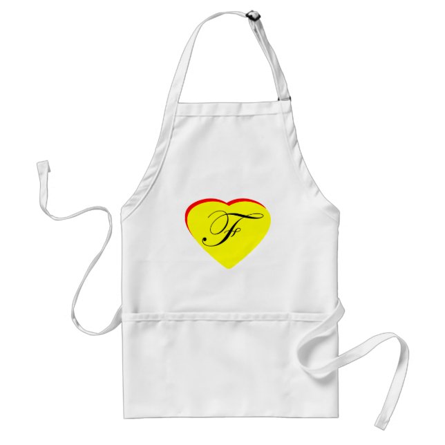 Heart Yellow Red F Wedding Invitation The MUSEUM Z Adult Apron (Front)