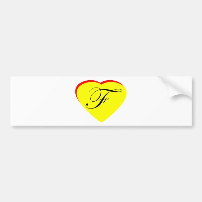 Heart Yellow Red F Wedding Invitation The MUSEUM Z Bumper Sticker (Front)