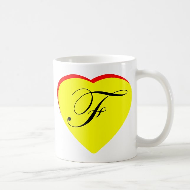 Heart Yellow Red F Wedding Invitation The MUSEUM Z Coffee Mug (Right)