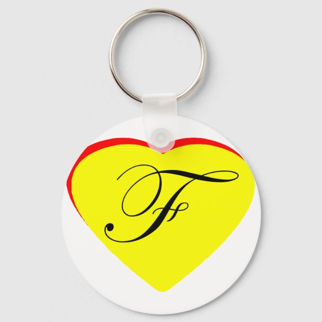 Heart Yellow Red F Wedding Invitation The MUSEUM Z Keychain (Front)