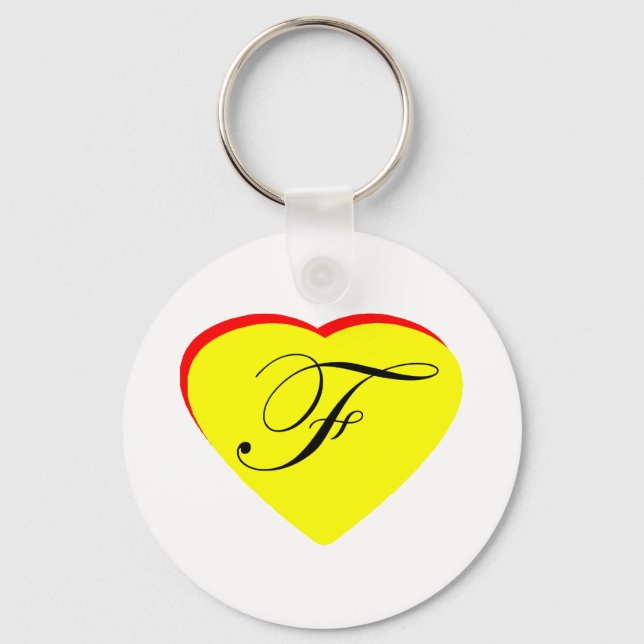 Heart Yellow Red F Wedding Invitation The MUSEUM Z Keychain (Front)