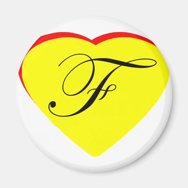 Heart Yellow Red F Wedding Invitation The MUSEUM Z Magnet (Front)
