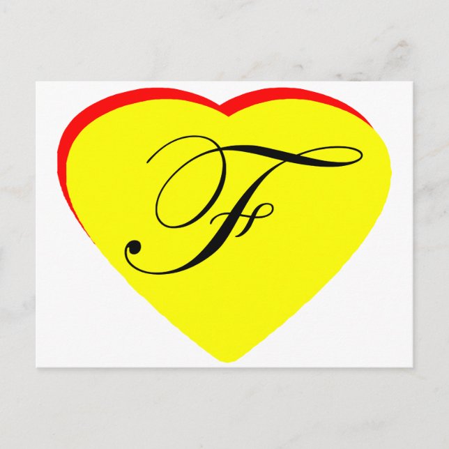 Heart Yellow Red F Wedding Invitation The MUSEUM Z Postcard (Front)