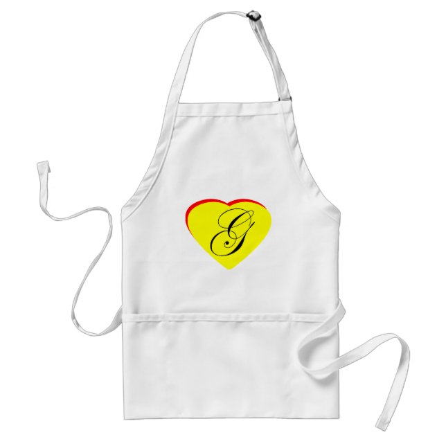 Heart Yellow Red G Wedding Invitation The MUSEUM Z Adult Apron (Front)