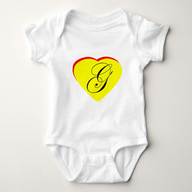 Heart Yellow Red G Wedding Invitation The MUSEUM Z Baby Bodysuit (Front)