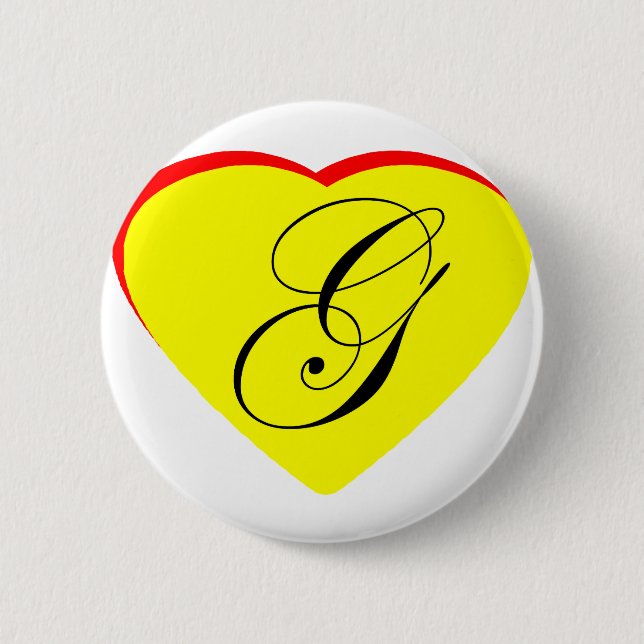 Heart Yellow Red G Wedding Invitation The MUSEUM Z Button (Front)