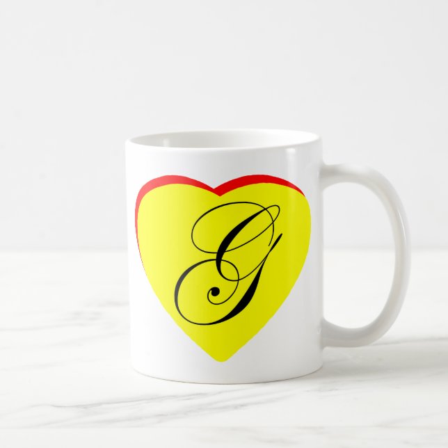 Heart Yellow Red G Wedding Invitation The MUSEUM Z Coffee Mug (Right)