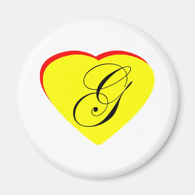 Heart Yellow Red G Wedding Invitation The MUSEUM Z Magnet (Front)