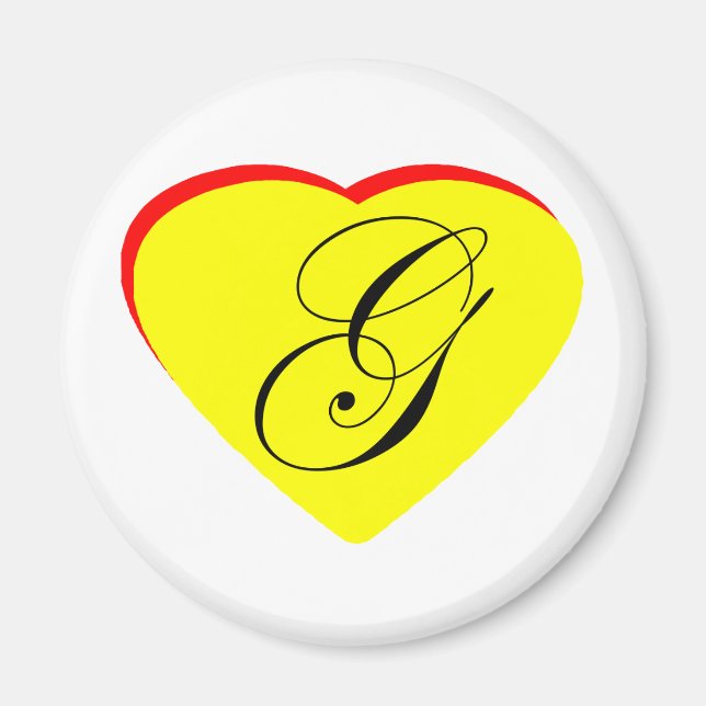 Heart Yellow Red G Wedding Invitation The MUSEUM Z Magnet (Front)