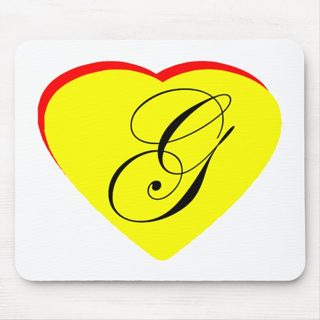 Heart Yellow Red G Wedding Invitation The MUSEUM Z Mouse Pad (Front)