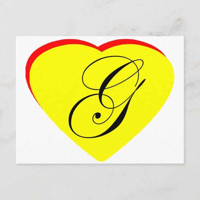 Heart Yellow Red G Wedding Invitation The MUSEUM Z Postcard (Front)