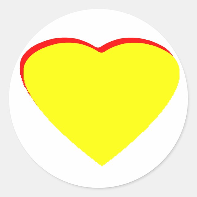 Heart Yellow Red Wedding Invitation The MUSEUM Zaz Classic Round Sticker (Front)