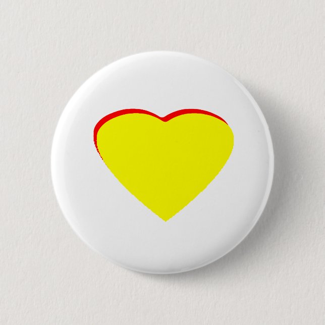 Heart Yellow Red Wedding Invitation The MUSEUM Zaz Pinback Button (Front)