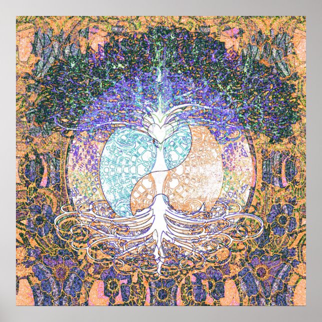 Heart, yin yang, tree of life by Amelia Carrie Poster (Front)