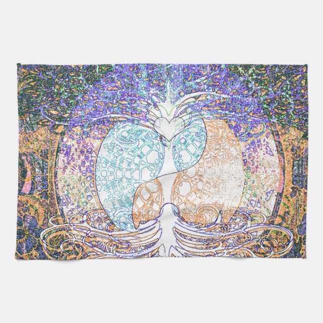 Heart, yin yang, tree of life by Amelia Carrie Towel (Horizontal)