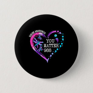 Heart You 988 Suicide Prevention Awareness Button