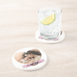 Heart You, Best Mom Ever Ribbon Coaster