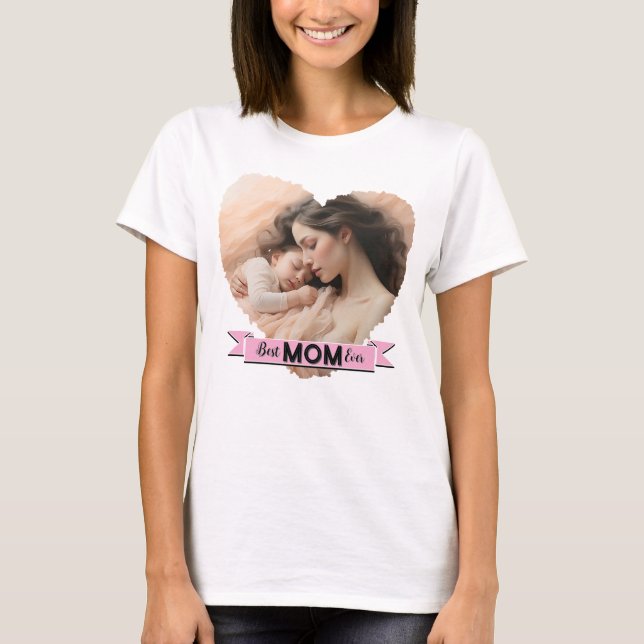Heart You, Best Mom Ever Ribbon T-Shirt (Front)