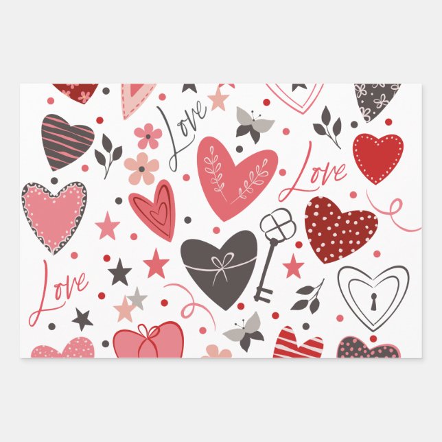 "Heart you" romantic Wrapping Paper Sheets (Front)