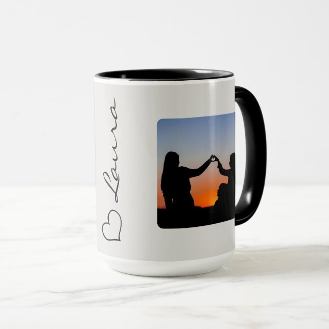 Heart Your Name Photo Script Custom Gift Mug (Front Right)