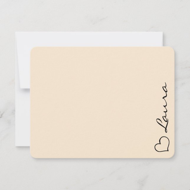 Heart Your Name Script Custom Gift Note Card (Front)