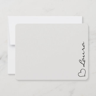 Heart Your Name Script Custom Gift Note Card