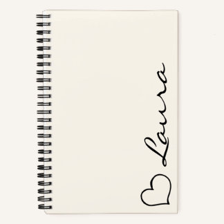 Heart Your Name Script Custom Gift Notebook