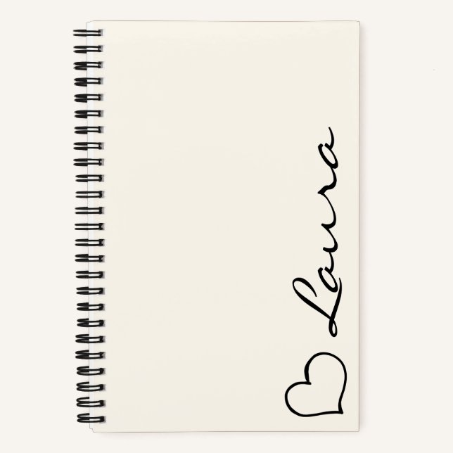 Heart Your Name Script Custom Gift Notebook (Front)